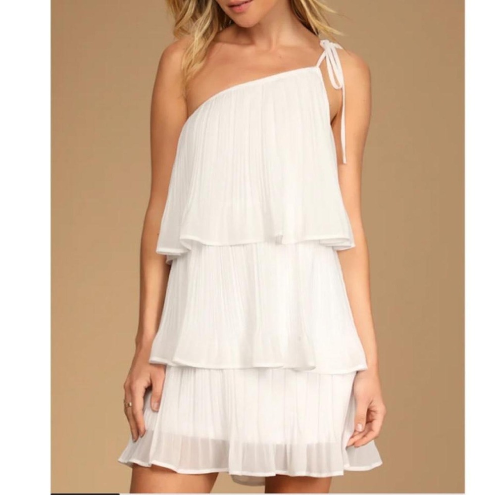 Lulu's White One Shoulder Dress